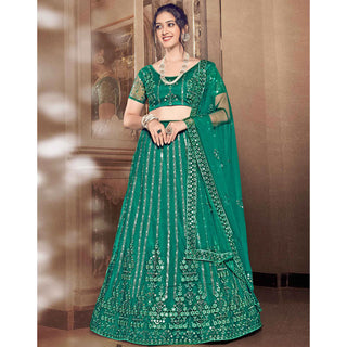 Light Rama Thread and Foil Mirror Cutwork Lehenga choli ClothsVilla