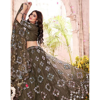Dark Green Foil Mirror and Thread Work Lehenga choli ClothsVilla