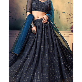 Black Pearl Georgette Fabrics Lehenga choli ClothsVilla