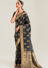 Load image into Gallery viewer, Pebble Grey Zari Butta Woven Banasari Silk Saree Clothsvilla