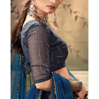 Black Pearl Georgette Fabrics Lehenga choli ClothsVilla
