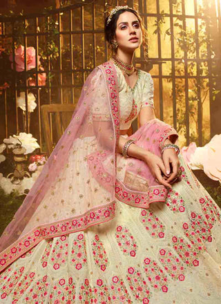 White Color Resham And Sequins Base Flared Lehenga Choli Clothsvilla