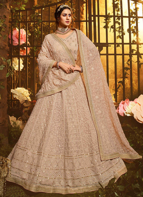 Brown Color Resham And Sequin Base kalidar Lehenga Choli Clothsvilla Main image