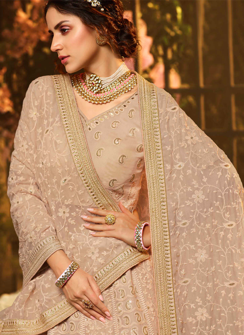 Brown Color Resham And Sequin Base kalidar Lehenga Choli Clothsvilla