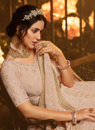 Brown Color Resham And Sequin Base kalidar Lehenga Choli Clothsvilla