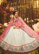 Load image into Gallery viewer, off-white Color Resham And Moti Georgette Base Soft Net Lehenga Choli Clothsvilla