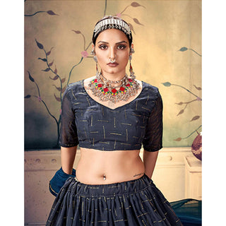 Black Pearl Georgette Fabrics Lehenga choli ClothsVilla