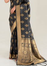 Load image into Gallery viewer, Pebble Grey Zari Butta Woven Banasari Silk Saree Clothsvilla