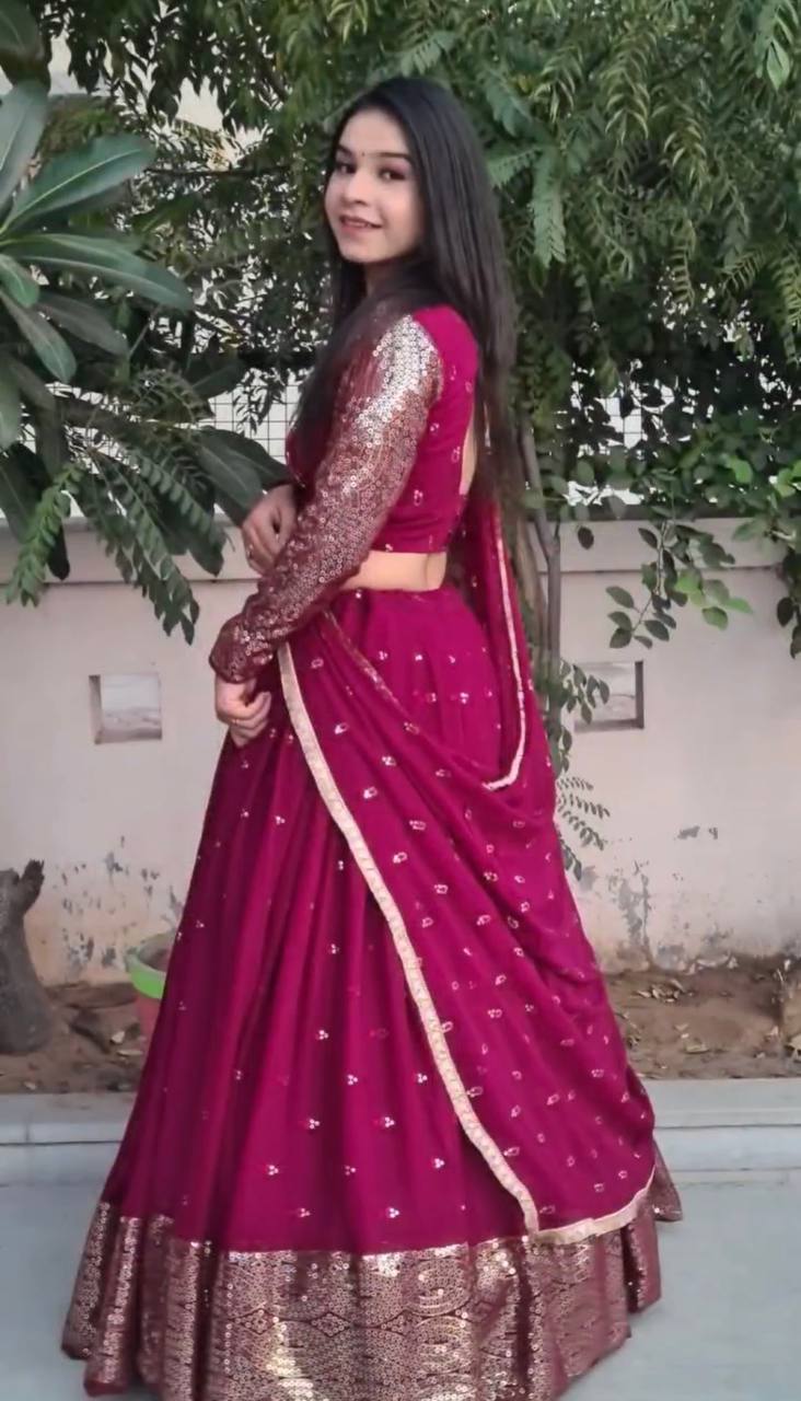 Pink Color Sequence Work Fancy Lehenga Choli Clothsvilla