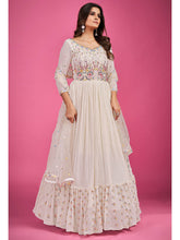 Load image into Gallery viewer, White Pure Georgette Embroidered Gown Clothsvilla