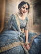 Load image into Gallery viewer, Grey Embroidered Soft Net Semi Stitched Lehenga With Unstitched Blouse Clothsvilla