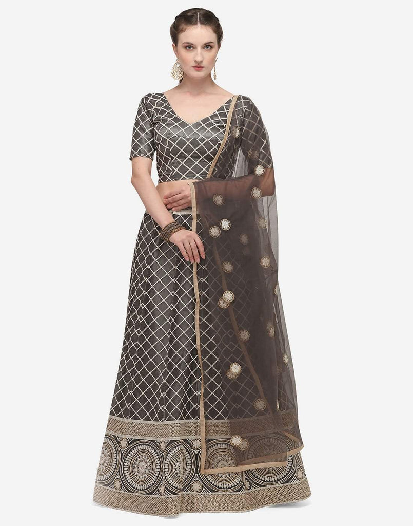 Grey Color Lucknow Work Lehenga Choli ClothsVilla