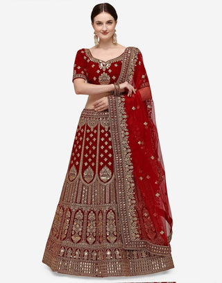 Heavy Bridal Lehenga Choli with Dual Sandwich Sequins Work ClothsVilla