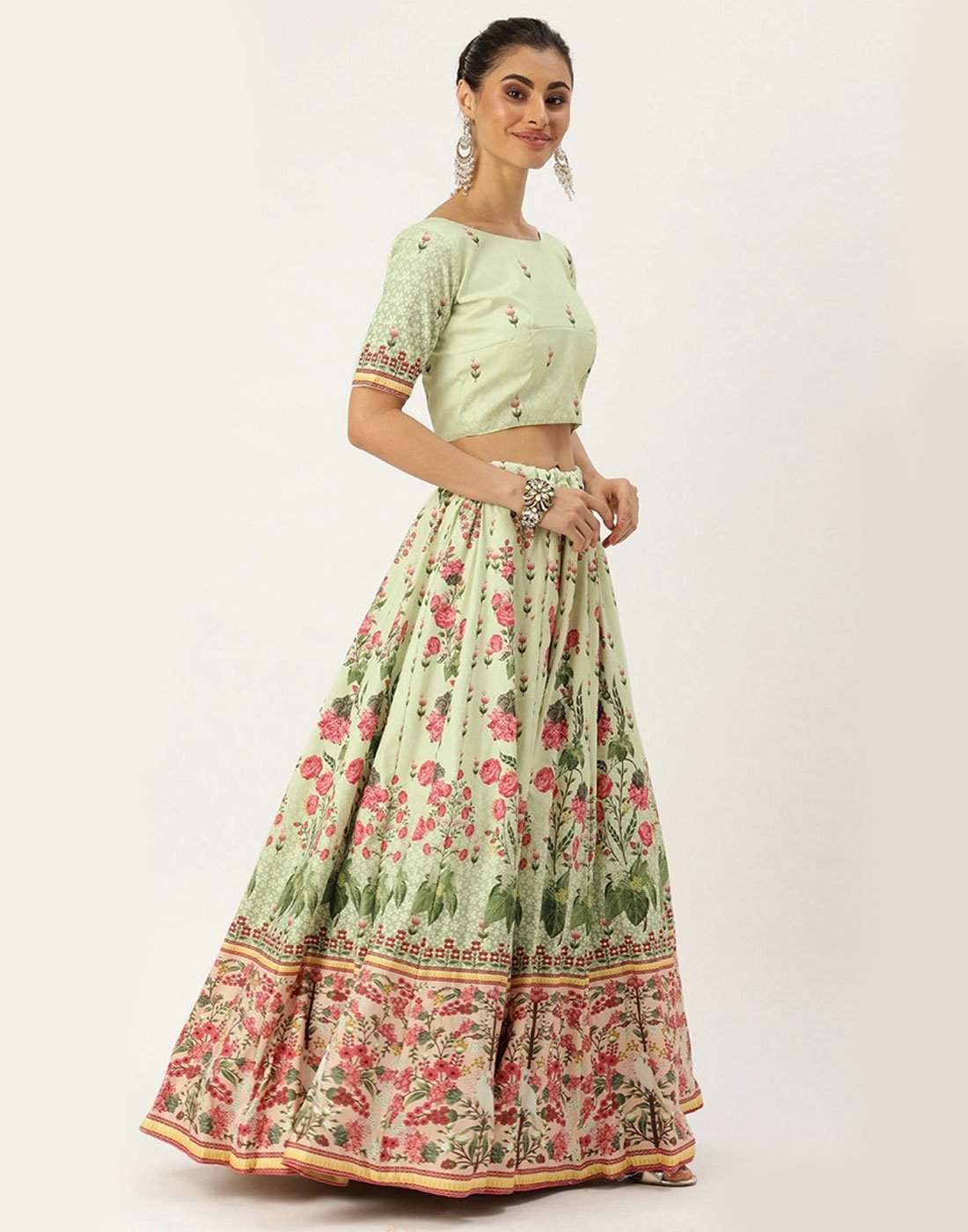 Light Green Colored Vaishali Silk Lehenga Choli ClothsVilla