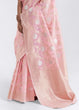 Load image into Gallery viewer, Rose Pink Zari Woven Linen Silk Saree Clothsvilla