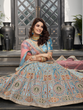 Load image into Gallery viewer, Sky Blue Velvet Semi Stitched Lehenga With Unstitched Blouse Clothsvilla