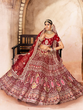 Load image into Gallery viewer, Maroon Embroidered Velvet Semi Stitched Lehenga With Unstitched Blouse Clothsvilla