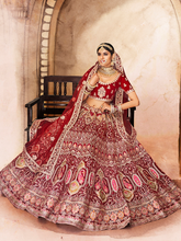 Load image into Gallery viewer, Maroon Embroidered Velvet Semi Stitched Lehenga With Unstitched Blouse Clothsvilla