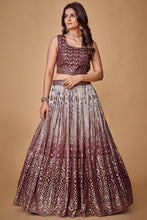 Load image into Gallery viewer, Purple Sequins Work Georgette Wedding Wear Lehenga Choli Clothsvilla