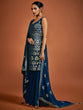 Load image into Gallery viewer, Embroidered Navy Blue Georgette Partywear Stitched Kurta Set Clothsvilla