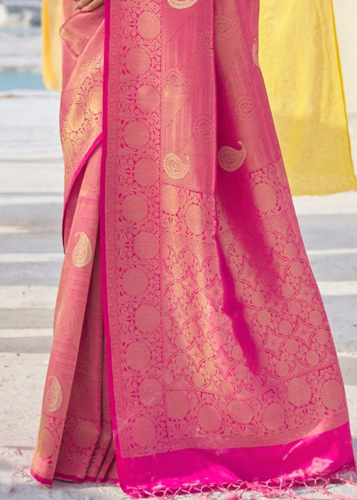 Fuscia Pink Soft Silk Woven Kanjivaram Saree : Special Edition Clothsvilla