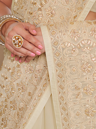 Apricot Georgette Saree With Unstitched Blouse Clothsvilla