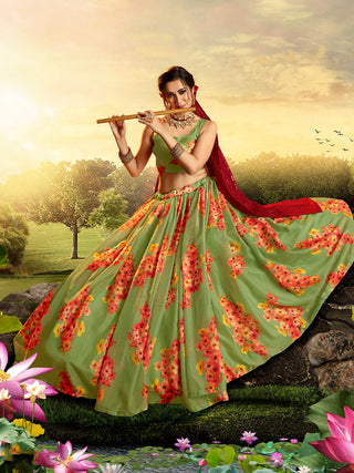 Beautiful Red Semi Stitched Lehenga With  Unstitched Blouse Clothsvilla