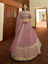 Load image into Gallery viewer, Lilac Georgette Semi Stitched Lehenga With Unstitched Blouse Clothsvilla