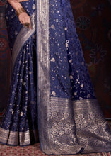 Load image into Gallery viewer, Oxford Blue Zari Woven Satin Silk Saree Clothsvilla