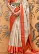 Load image into Gallery viewer, Daisy White Zari Woven Kanjivaram Silk Saree Clothsvilla