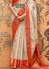 Load image into Gallery viewer, Daisy White Zari Woven Kanjivaram Silk Saree Clothsvilla