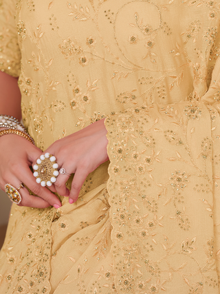 Yellow Chiffon Saree With Unstitched Blouse Clothsvilla