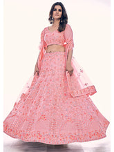 Load image into Gallery viewer, Pink Soft Net Embroidered Designer Lehenga Choli Clothsvilla