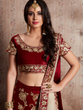 Load image into Gallery viewer, Maroon Embroidered Semi Stitched Lehenga With Unstitched Blouse Clothsvilla