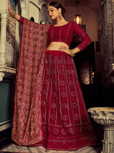 Load image into Gallery viewer, Embroidered  Pink Georgette Semi Stitched Lehenga With Blouse Piece Clothsvilla