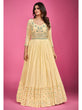 Load image into Gallery viewer, Yellow Pure Georgette Embroidered Gown Clothsvilla