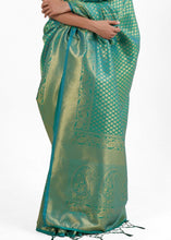 Load image into Gallery viewer, Persian Green Kanjivaram Soft Woven Silk Saree Clothsvilla