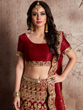 Load image into Gallery viewer, Maroon Embroidered Semi Stitched Lehenga With Unstitched Blouse Clothsvilla