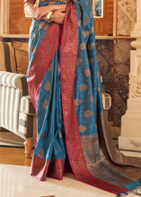 Load image into Gallery viewer, Yale Blue Woven Banarasi Tussar Silk Saree : Top Pick Clothsvilla