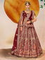 Maroon Velvet Semi Stitched Lehenga With Unstitched Blouse Clothsvilla