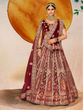 Load image into Gallery viewer, Maroon Velvet Semi Stitched Lehenga With Unstitched Blouse Clothsvilla