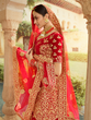 Load image into Gallery viewer, Red Velvet Semi Stitched Lehenga With Unstitched Blouse Clothsvilla
