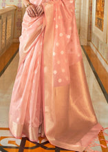 Load image into Gallery viewer, Flamingo Pink Zari Woven Linen Silk Saree Clothsvilla