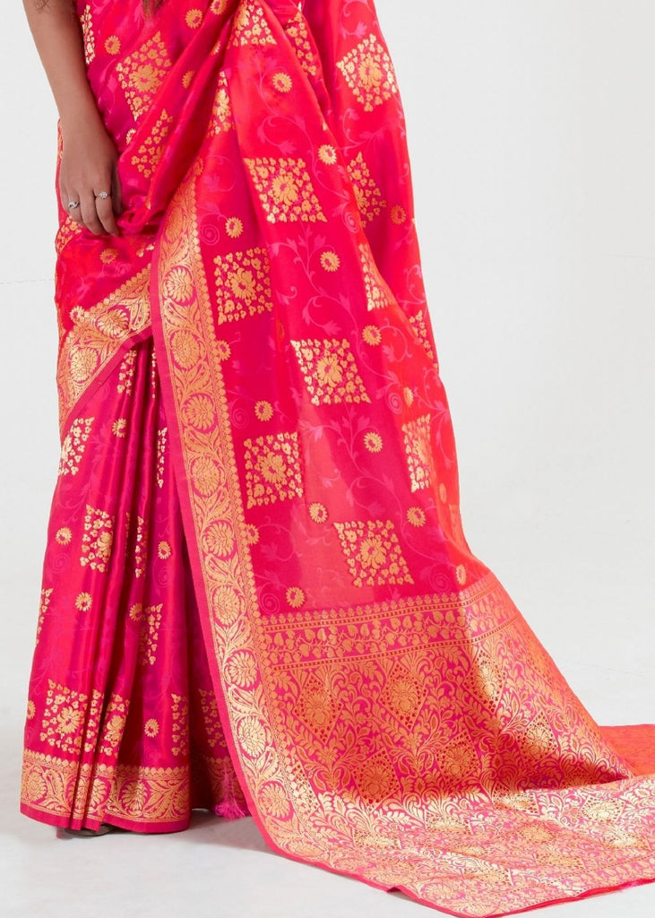 Tulip Pink Zari Woven Banarasi Silk Saree Clothsvilla