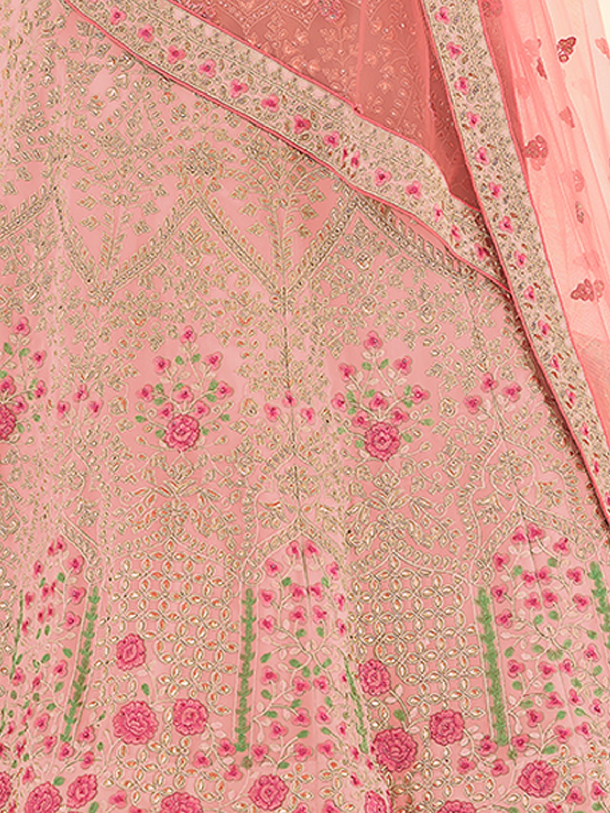Pink Georgette Semi Stitched Lehenga With Unstitched Blouse Clothsvilla