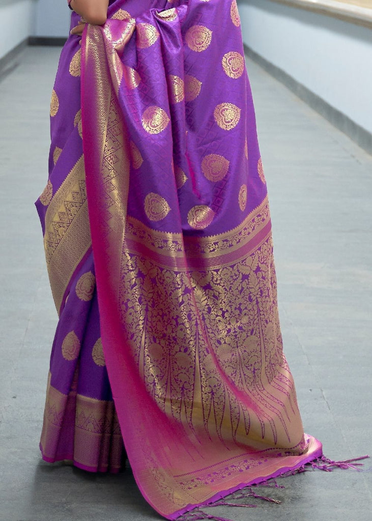 Royal Purple Woven Banarasi Silk Saree with overall Butti Clothsvilla