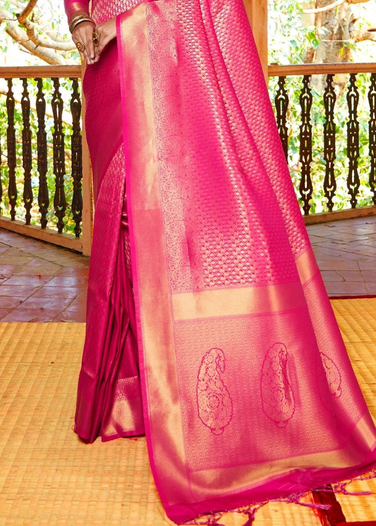 Hot Pink Woven Kanjivaram Saree:Limited Edition Clothsvilla