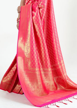 Hot Pink Woven Kanjivaram Silk Saree : Limited Edition Clothsvilla