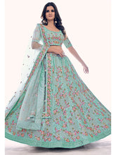 Load image into Gallery viewer, Firozi Soft Net Embroidered Designer Lehenga Choli Clothsvilla