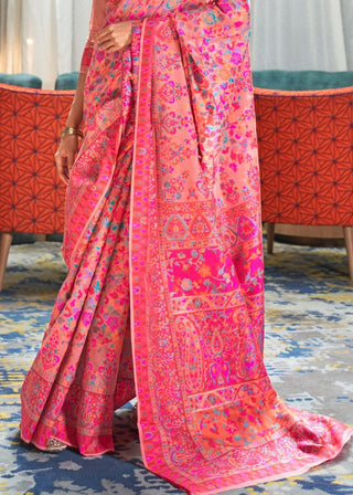 Rouge Pink Banarasi Jamawar Woven Silk Saree : Top Pick Clothsvilla